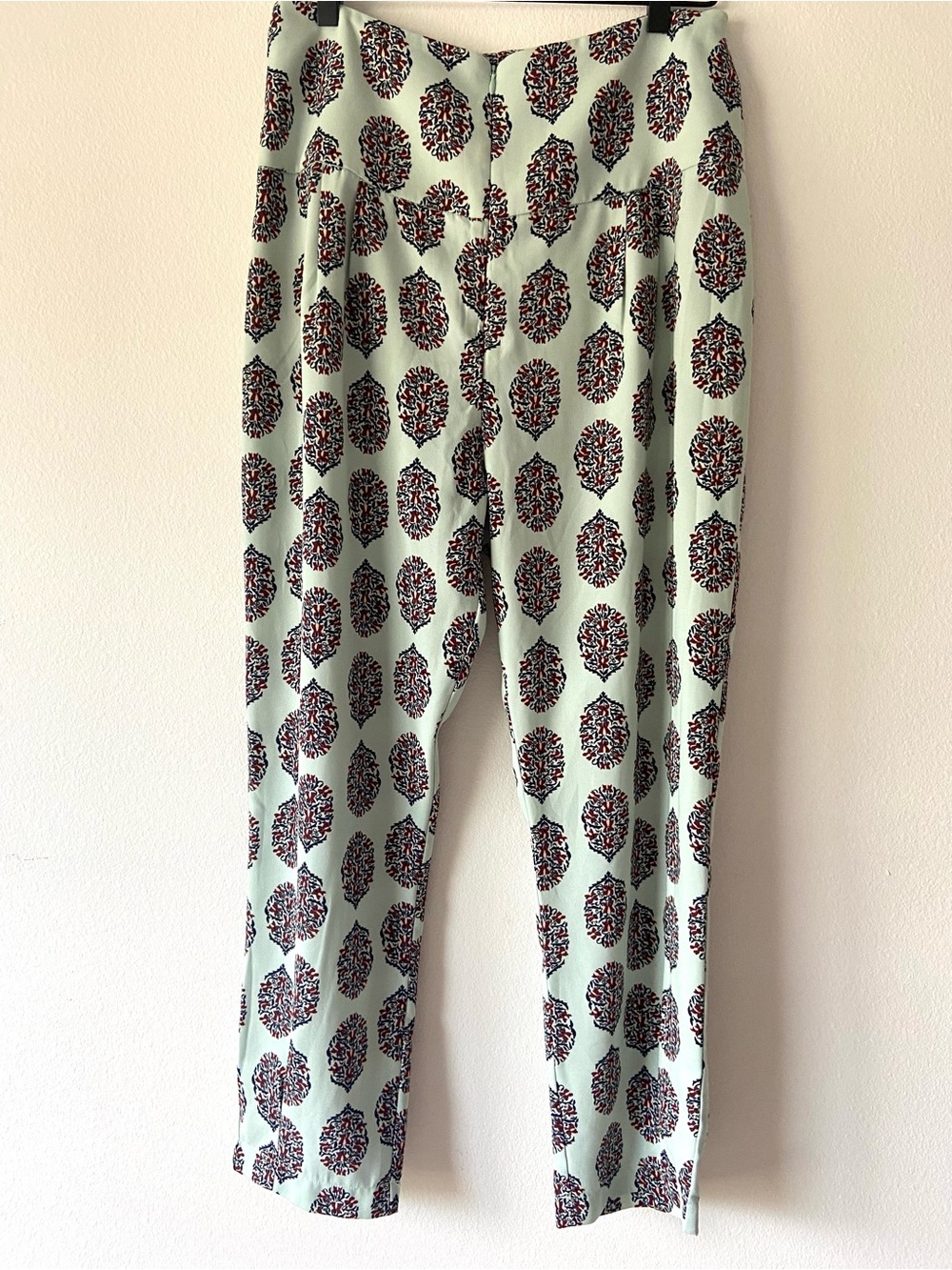 Maria Filó Mint Green Floral Print Tapered Pants Size G Brazilian Designer
